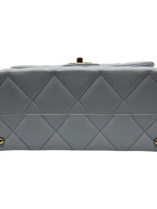 Chanel Light Blue Quilted Caviar Leather Retro Top Handle Flap Bag - Picture 5 of 14